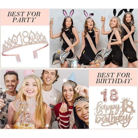 8pcs 18th birthday decorations Girls Including 18th Happy Birthday Cake Toppers - Picture 6 of 6